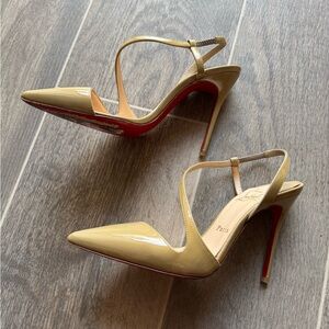 Louboutin patent nude heels